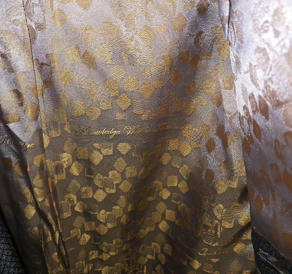 Robert Graham Charcoal Textured Blazer with Gold Floral Lining - Picture 5 of 10